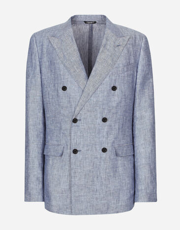 Dolce & Gabbana Double-breasted linen Taormina jacket Blue G9AUBDG8KF1