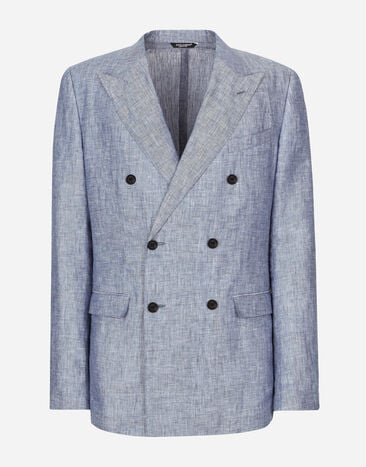 Dolce & Gabbana Double-breasted linen Taormina jacket Azure G5LI8TFU4LG