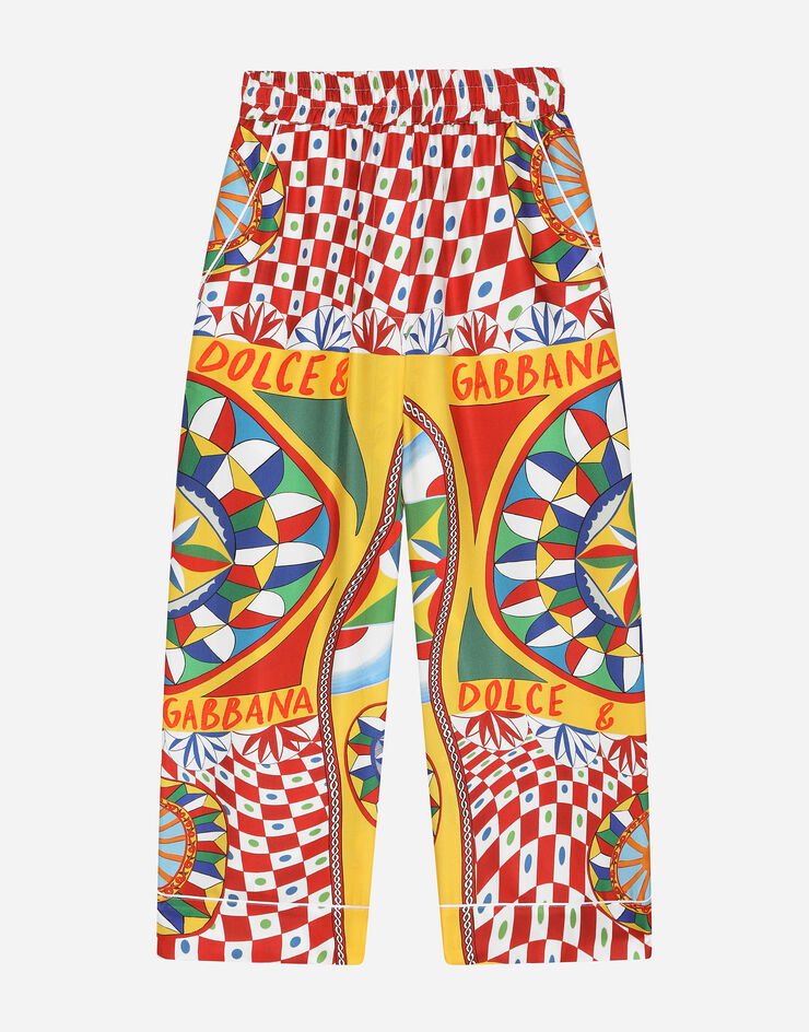 DolceGabbanaSpa Carretto-print twill pants with contrasting piping Red L53P30G7J9G