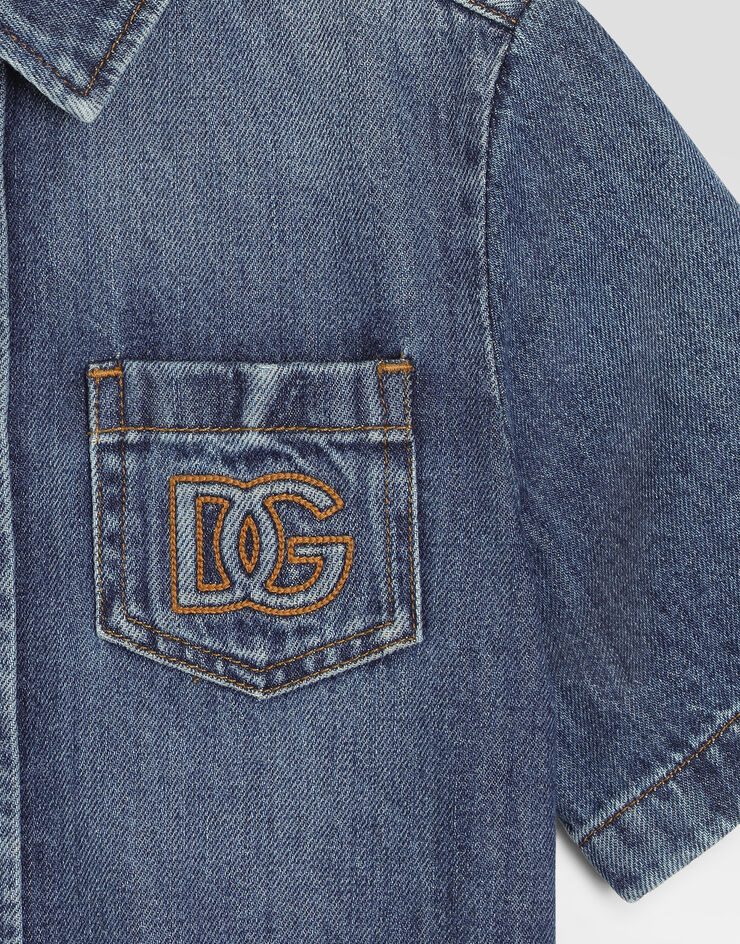 Dolce & Gabbana Denim shirt with logo Blue L45S05LDE06
