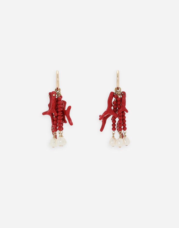 Dolce & Gabbana Criollas con cuerno, ramas de coral y perlas Dorado WEQ6A4W1111