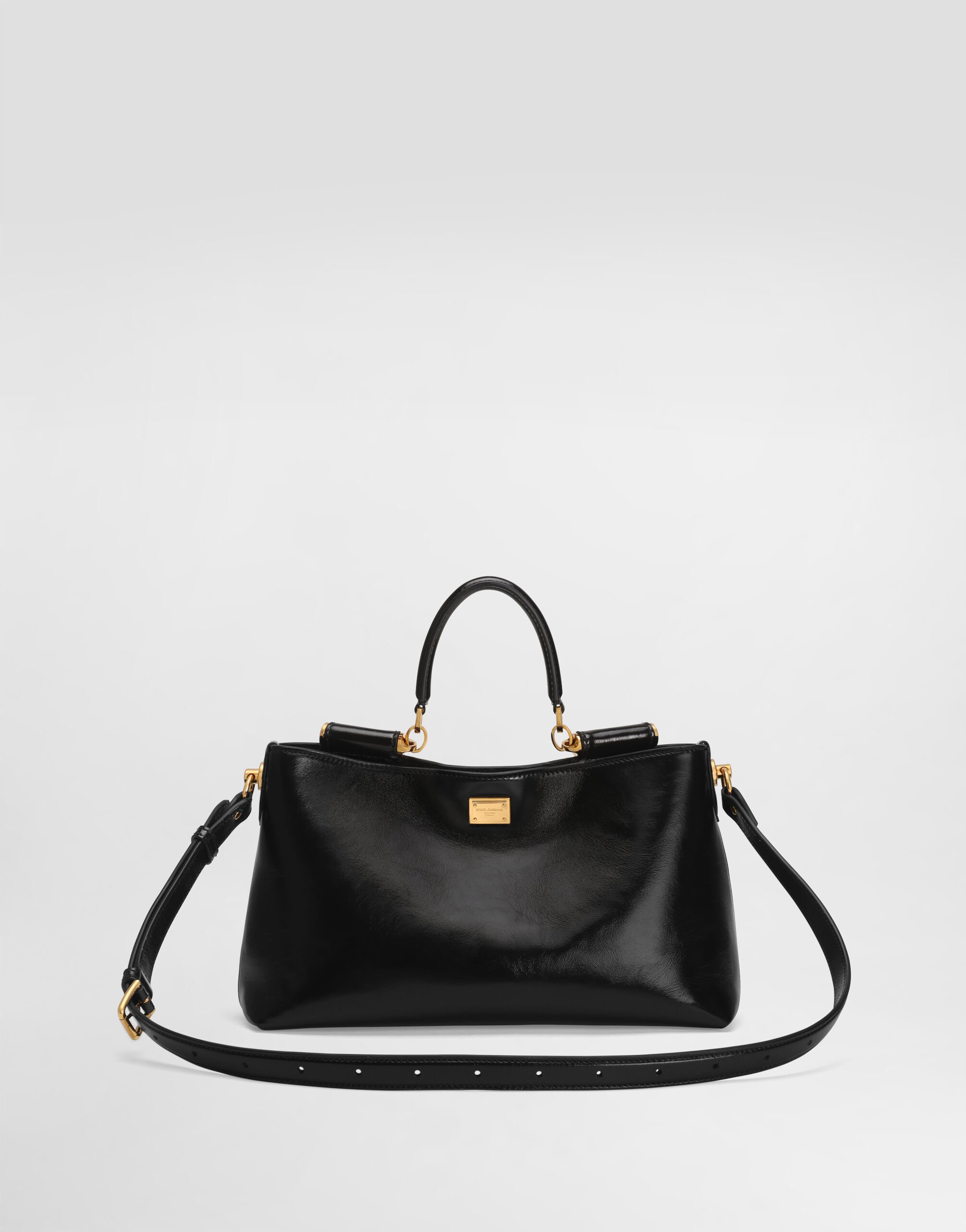 Medium Vittoria calfskin handbag in Black for Women | Dolce&Gabbana®