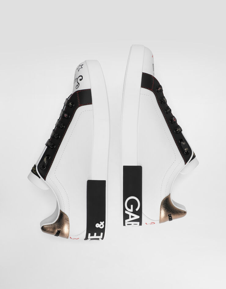 Dolce & Gabbana Portofino sneakers in printed nappa calfskin with patch White CS1570AZ268