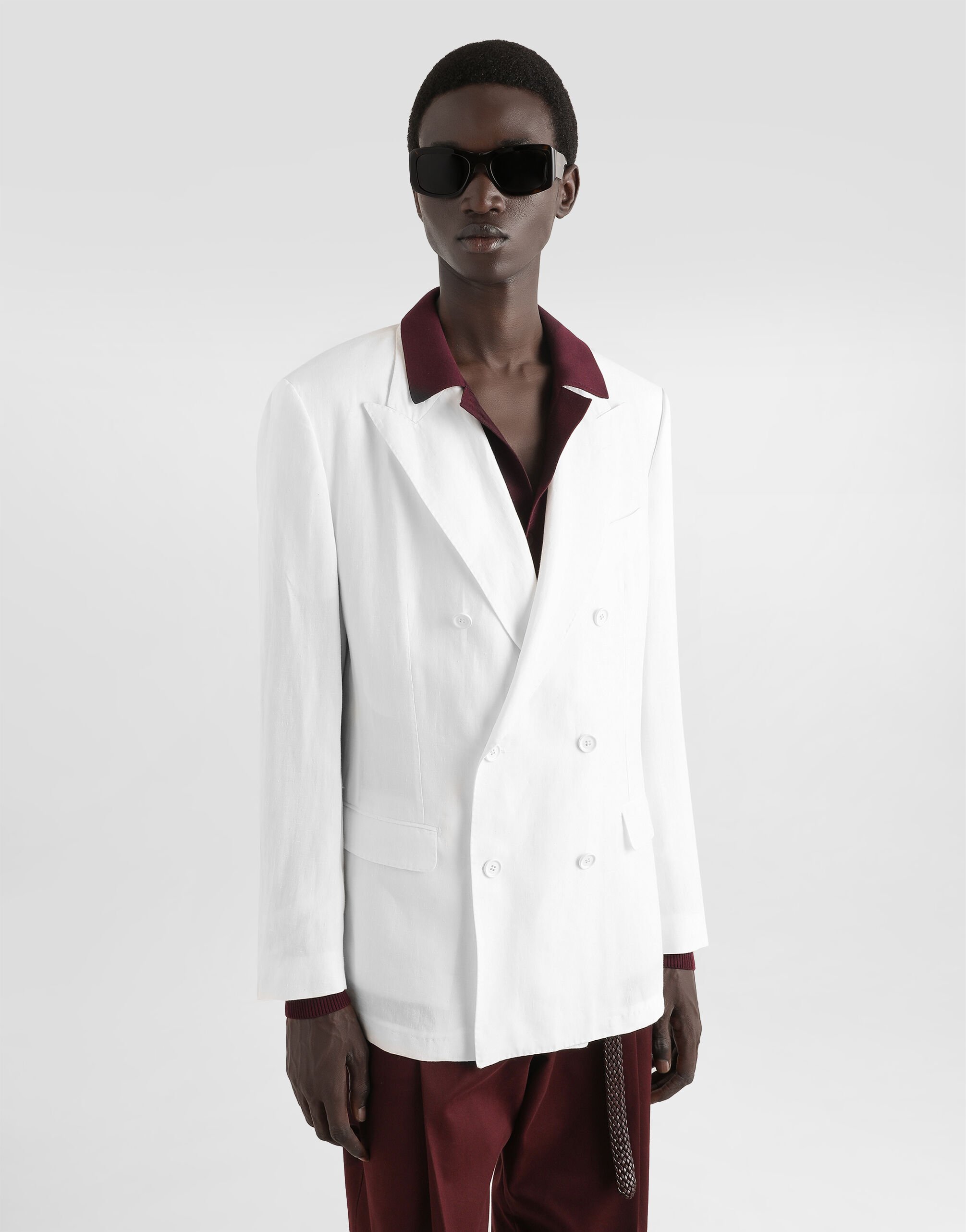 テーラードジャケット DOLCE & GABBANA DOUBLE-BREASTED LINEN JACKET Double-breasted linen suit jacket in black - Dolce Gabbana