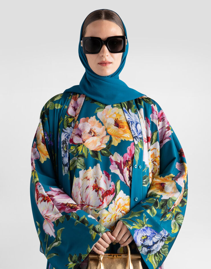 Dolce & Gabbana Peony-print charmeuse kaftan Multicolor I6KO2WFSA8R