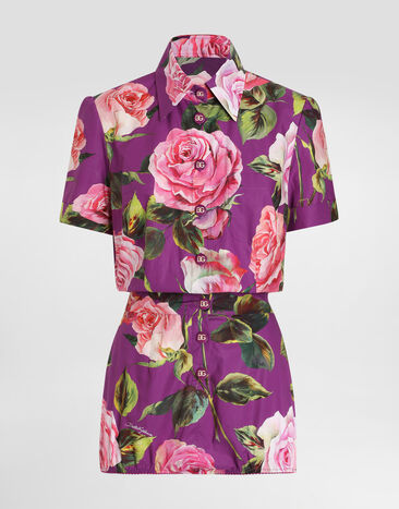 Dolce & Gabbana Mono de algodón con estampado de rosas Beige BB7756A3G19