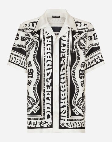 Dolce & Gabbana Hawaiihemd aus Seide Print Marina Azurblau G5LI8TFU4LG