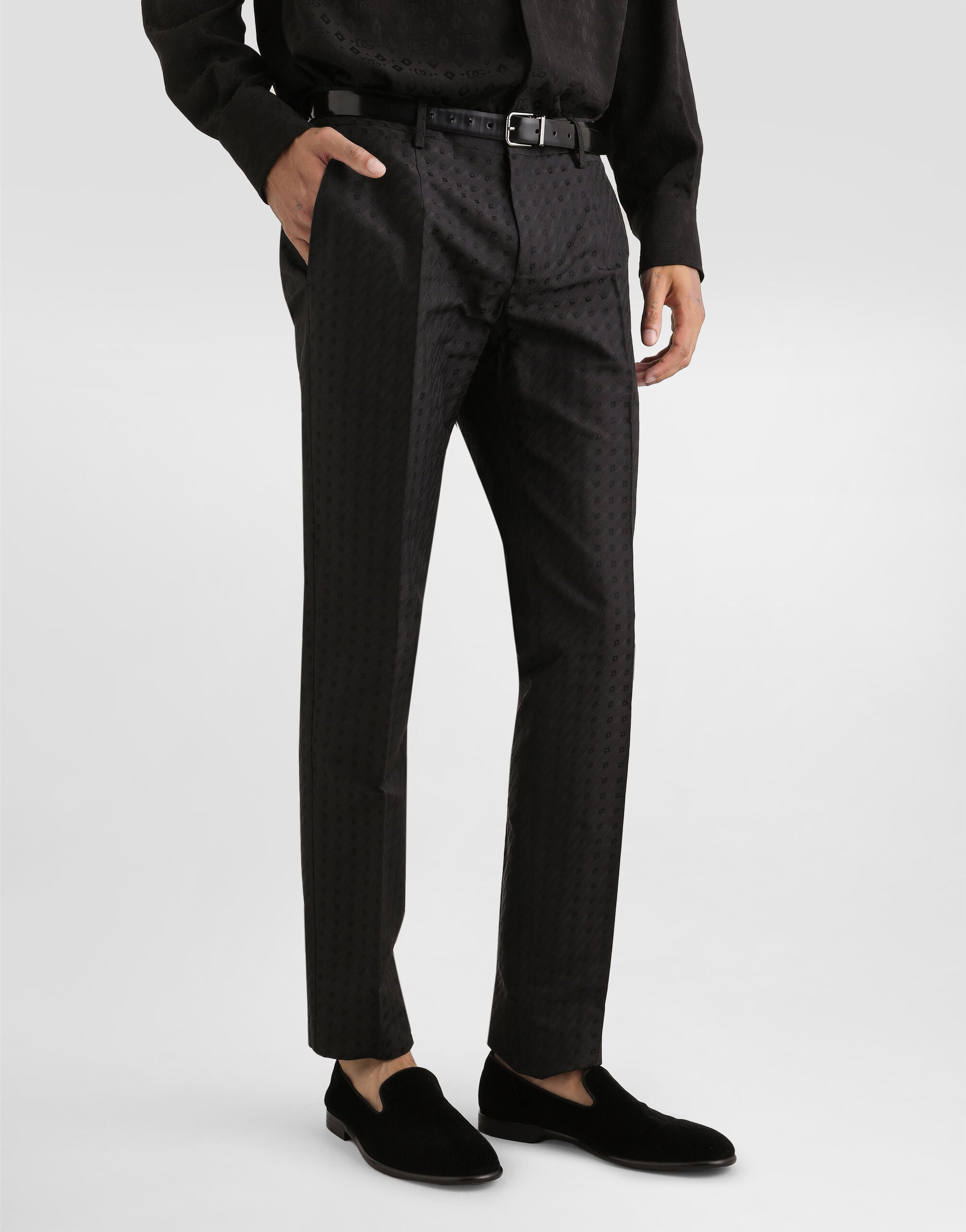Micro pattern jacquard trousers - thumbnail 4