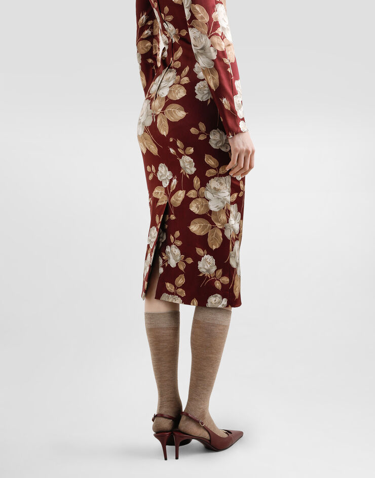 Dolce & Gabbana Vintage rose-print satin dress Print F6TYGTFSIB8