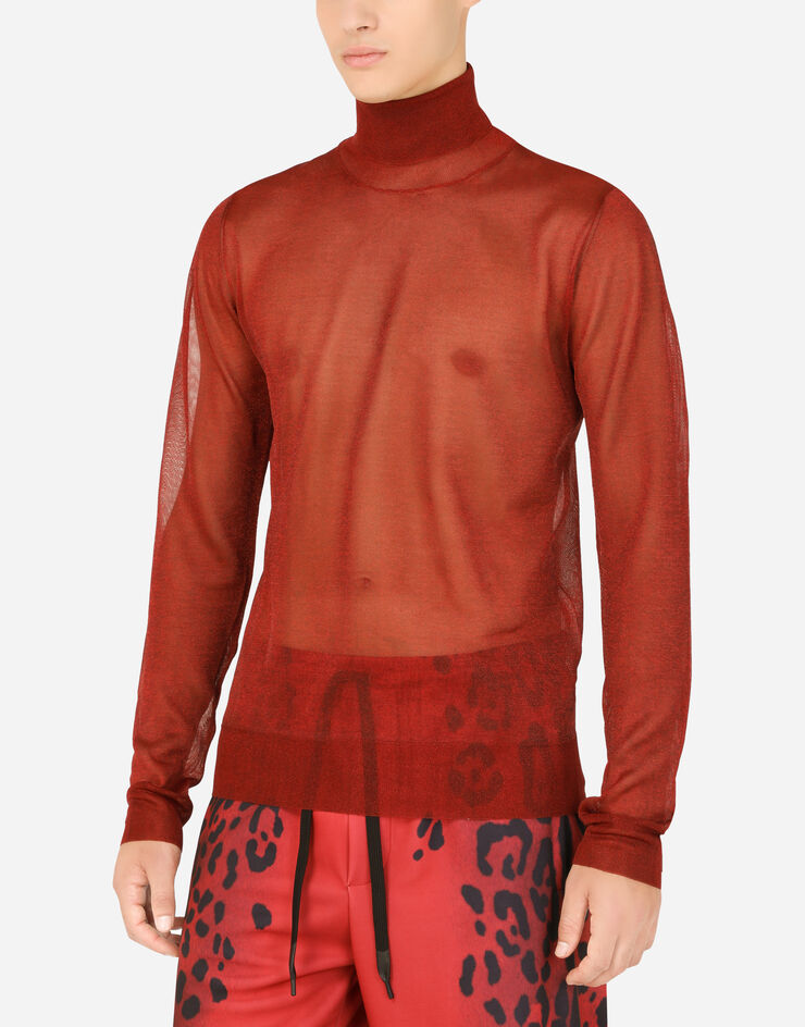 Dolce & Gabbana Technical yarn turtle-neck sweater Naranja GXH98TJCMT7