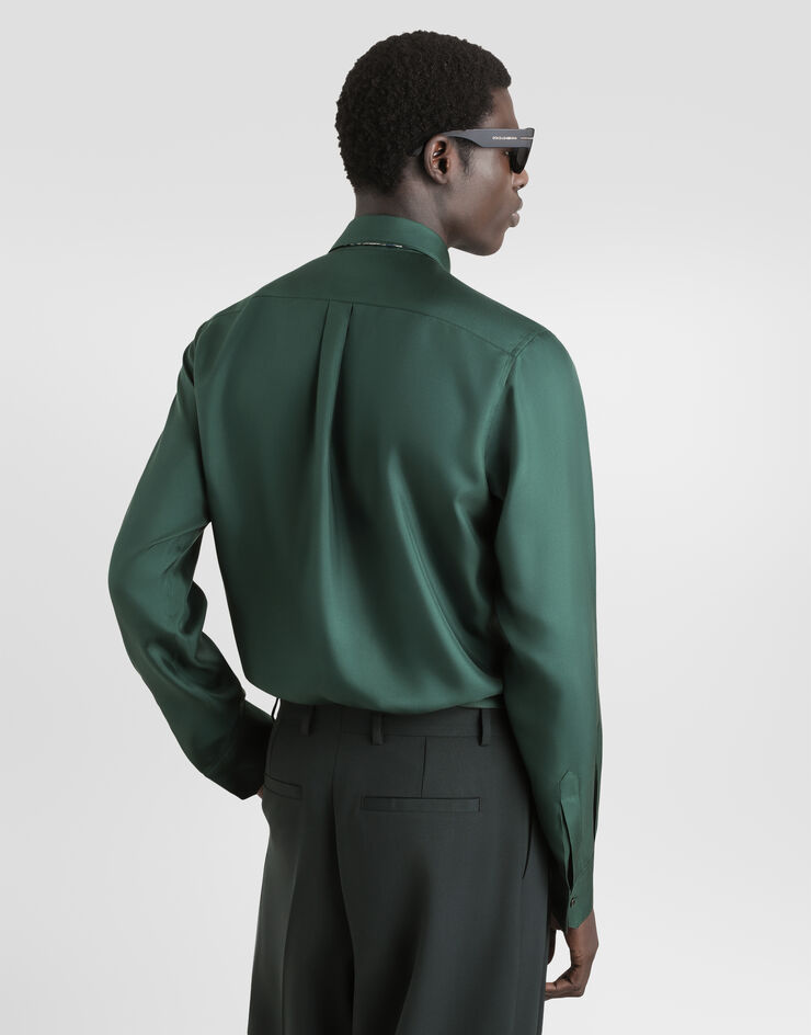 Dolce & Gabbana Martini silk twill shirt Green G5MA3TFU1XB