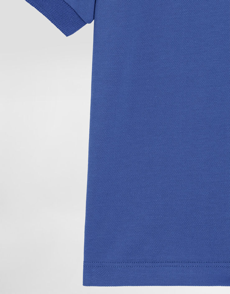 Dolce & Gabbana Piqué polo-shirt with logo tag Azul L4JTGWG7M4T