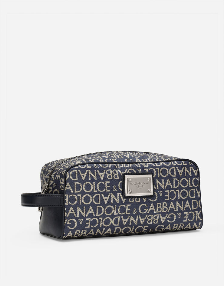 Dolce & Gabbana حقيبة أدوات شخصية من جاكار مطلي أزرق BT0989AJ705