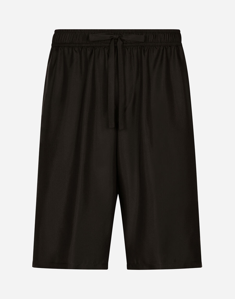 Embroidered silk jogging shorts