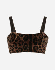Dolce & Gabbana Chenille crop top with jacquard leopard design Print F5Q08THS5Q0