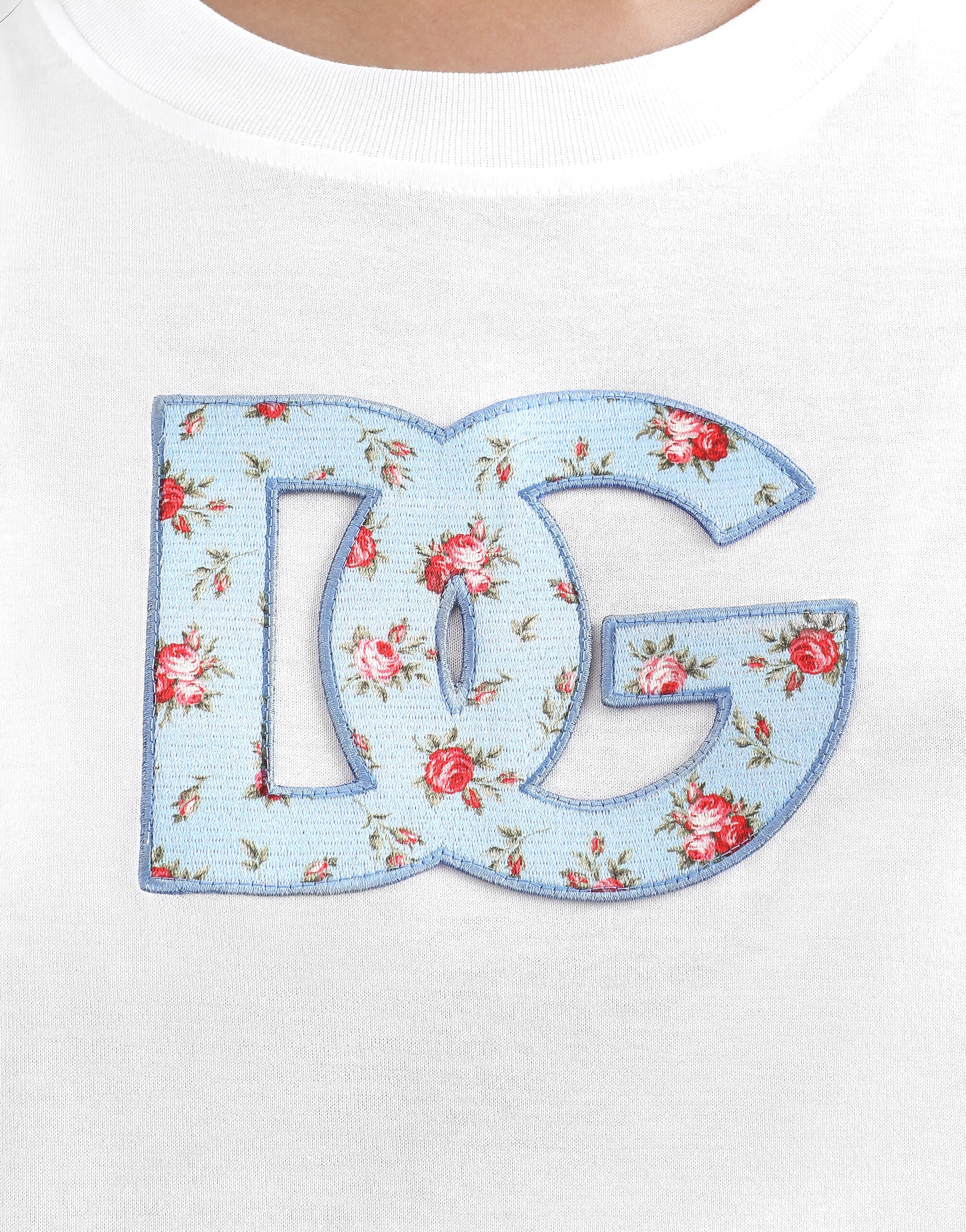 Jersey t-shirt with DG print patch in White for Women