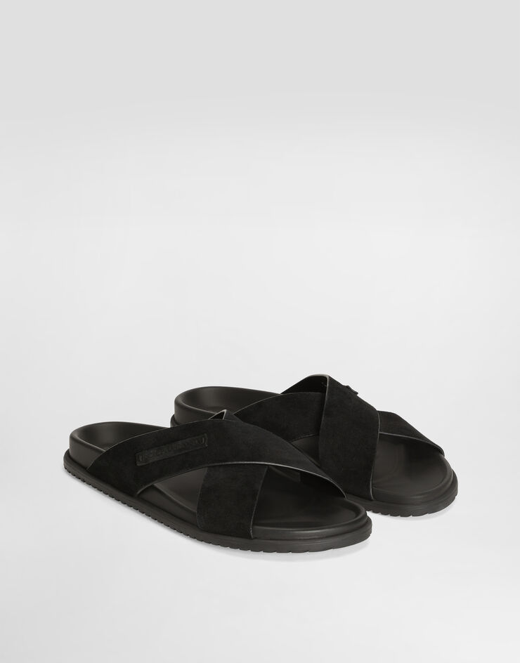 Dolce & Gabbana صندل من جلد شامواه Black A80534A9R00