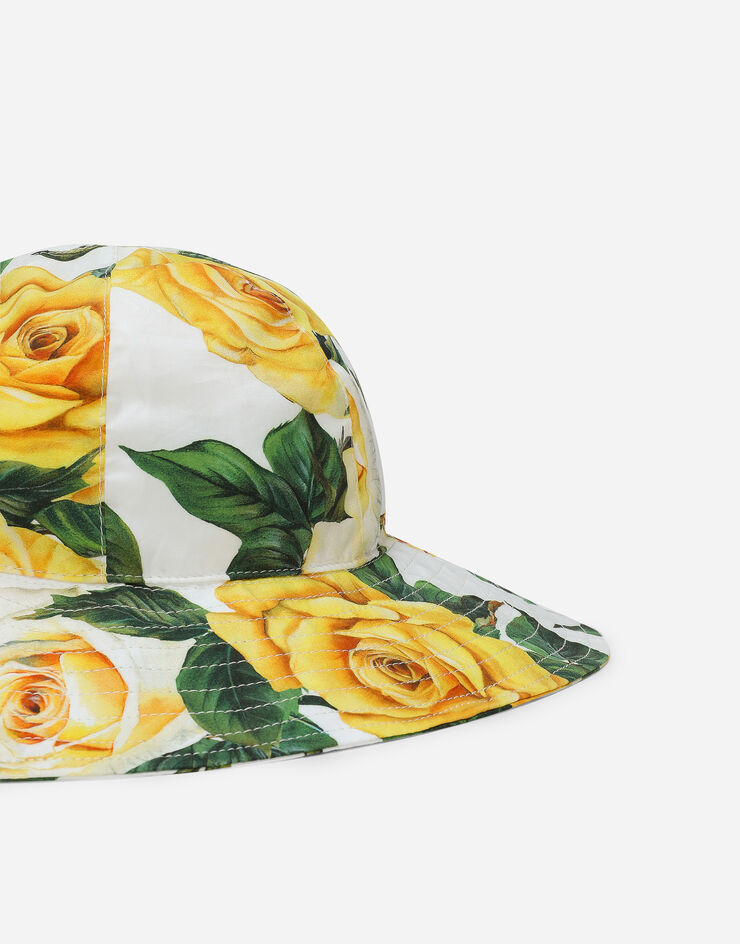 Dolce & Gabbana قبعة بوبلين بطبعة وردة صفراء يضعط LB4H48HS5QR