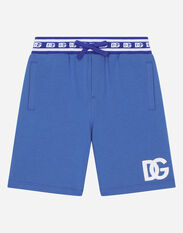 Dolce & Gabbana Jersey jogging shorts with DG logo Blue L4JB6IG7K8O