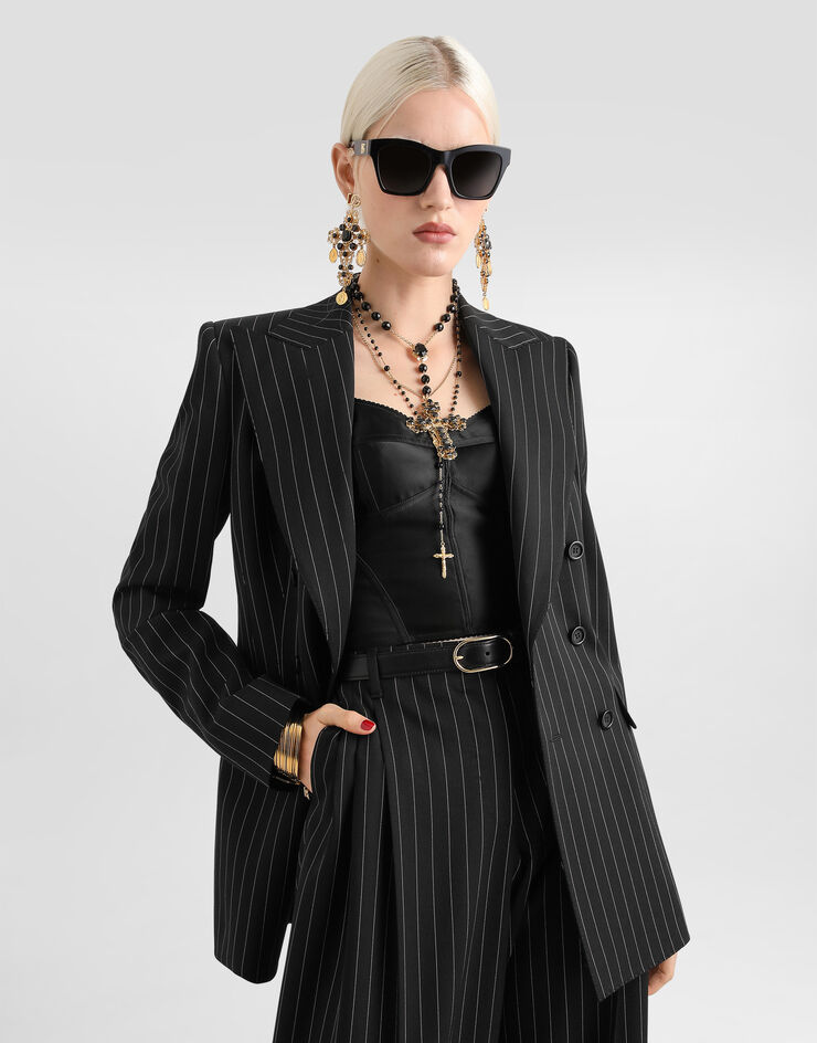 Dolce & Gabbana 재킷 Turlington 울 소재 더블 브레스티드 디테일 핀스트라이프 프린트 Dolce & Gabbana 재킷 Turlington 울 소재 더블 브레스티드 디테일 핀스트라이프 프린트 멀티 컬러 F29QFTFRZAT