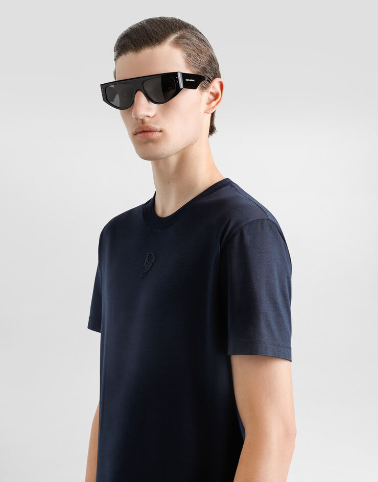 Dolce & Gabbana Silk T-shirt with logo Grey G8RN8ZFU75F