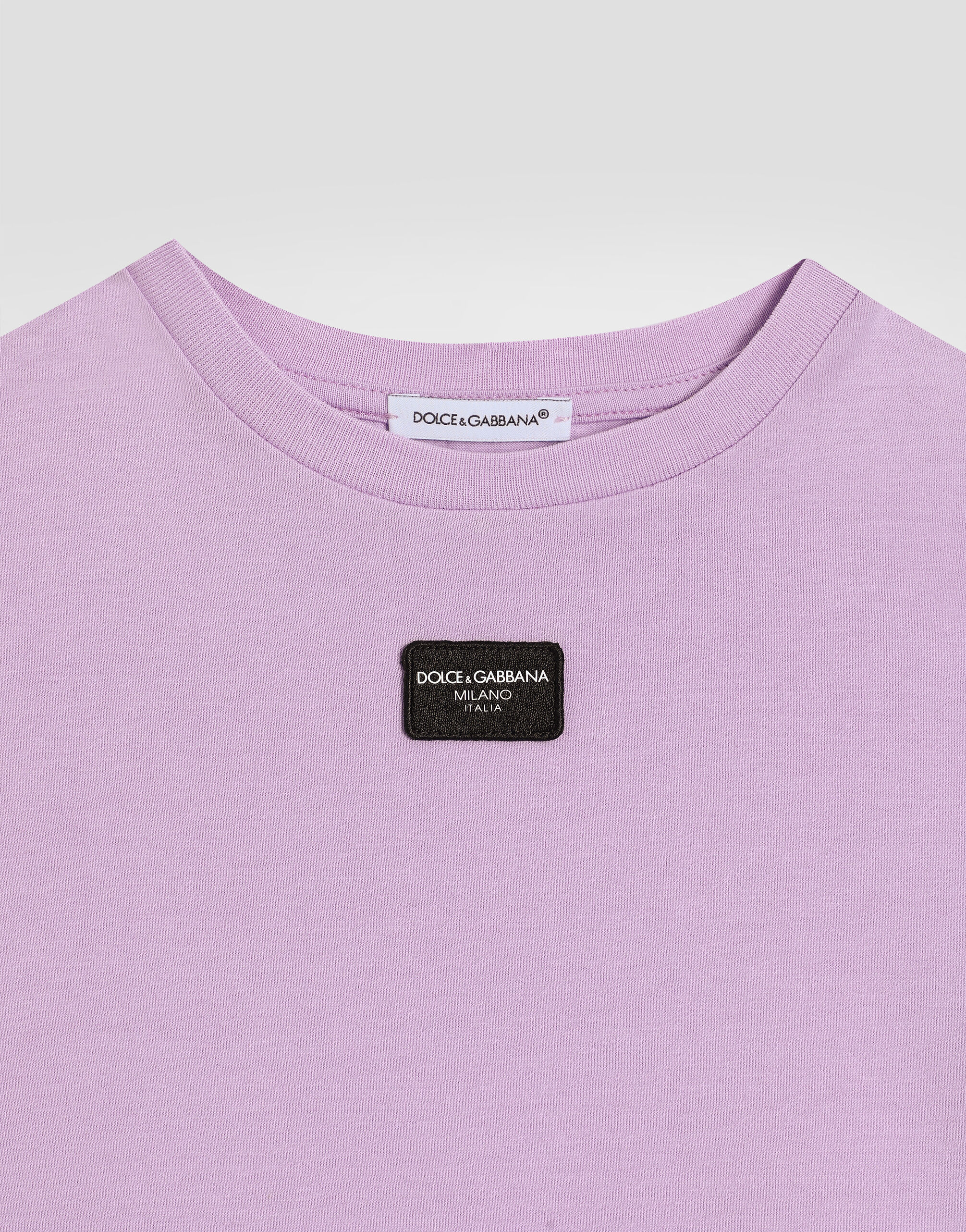 Lilacのガールズ Jersey T-shirt with logo tag | Dolce&Gabbana®