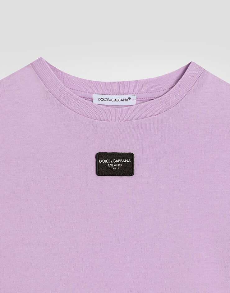 Dolce & Gabbana Jersey T-shirt with logo tag Lilac L5JTNJG7NYU