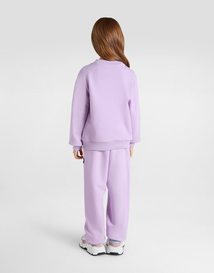 Dolce & Gabbana Fleece jogging pants with branded tag Lilac L5JPD7G7M4V