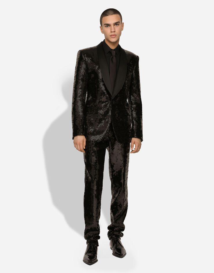 Dolce & Gabbana Sequined single-breasted Sicilia-fit tuxedo suit Black GKOSMTFLSEP