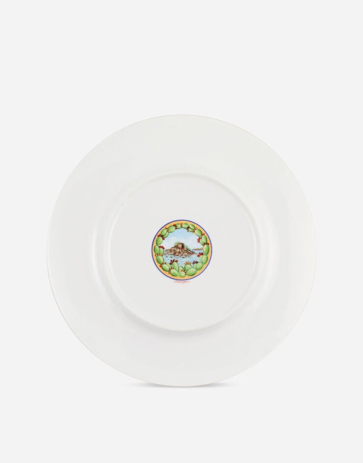 Dolce & Gabbana Set 2 Dinner Plates in Fine Porcelain Multicolor TC0S04TCA04