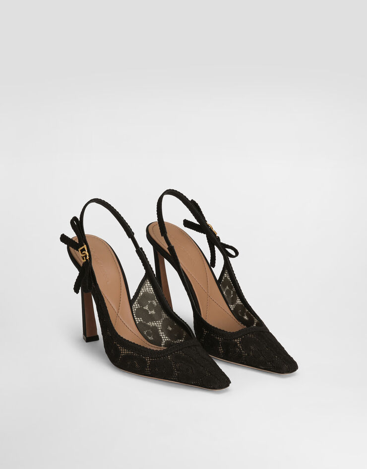 Dolce & Gabbana Leopard-design lace slingbacks Black CG0850A9S21