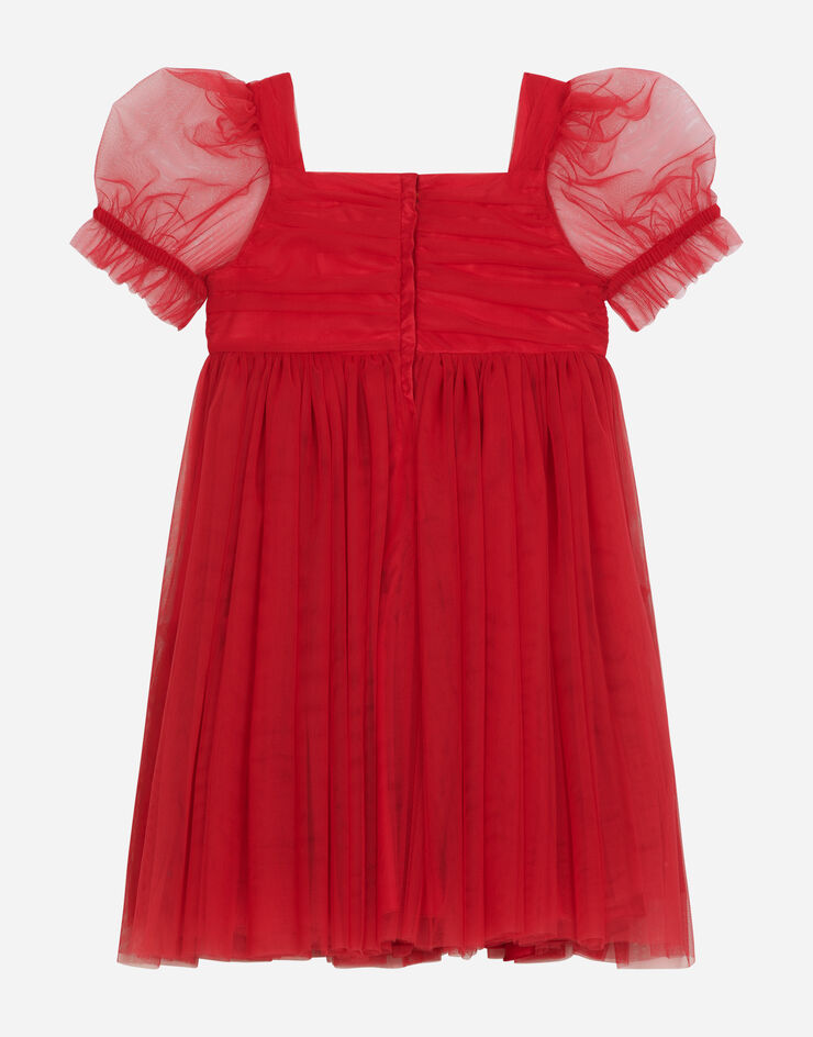 Dolce & Gabbana فستان طويل تول أحمر L53DL7HLM0U