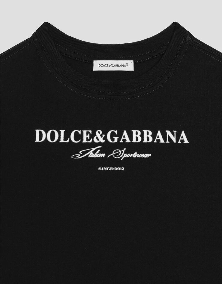 Dolce & Gabbana Short-sleeved jersey t-shirt with Dolce&Gabbana print Black L4JTHUG7P1Y