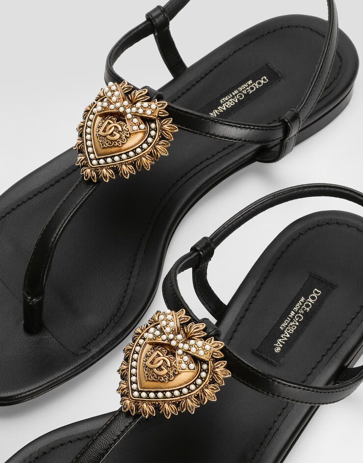 Dolce & Gabbana Nappa leather Devotion flip flops Black CQ0353AX191