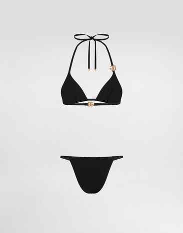 Dolce & Gabbana DG 로고 트라이앵글 비키니 블랙 O8B76JONO12