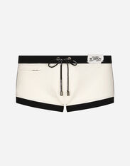Dolce & Gabbana High-legged swim trunks with patch Animal Print M4E46TONO07