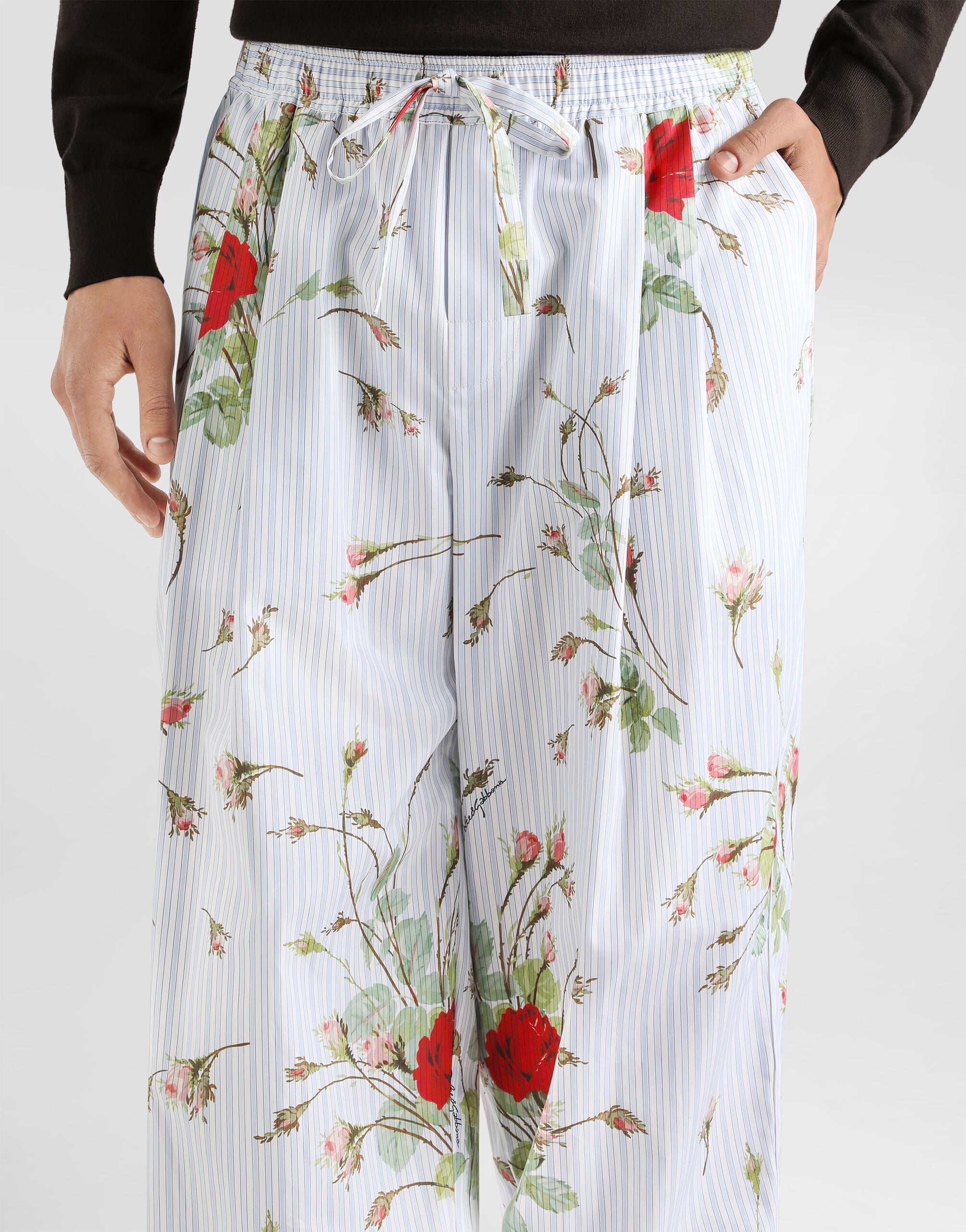Small rose-print poplin vanity trousers - thumbnail 4