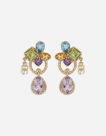 Dolce & Gabbana 18kt yellow gold pierced earrings withmulticolors gemstones Yellow Gold WNQR1GWMIX1