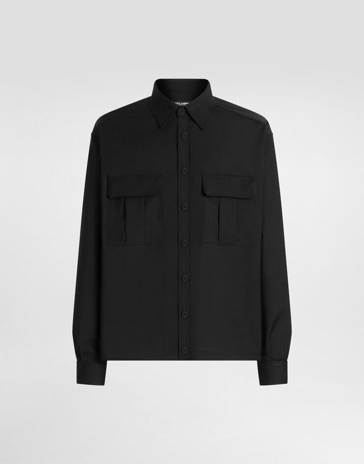 Dolce & Gabbana Wool blend canvas shirt Black G5OJ2TFURK8