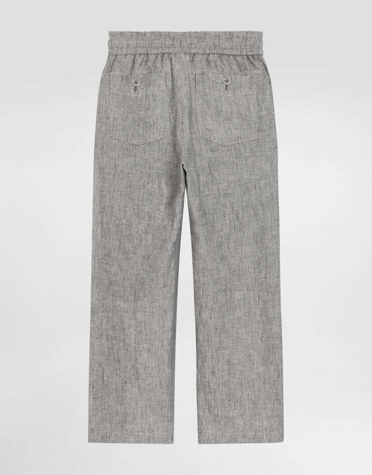 Dolce & Gabbana Jogging trousers in washed linen canvas Grey L44P89FU4MF