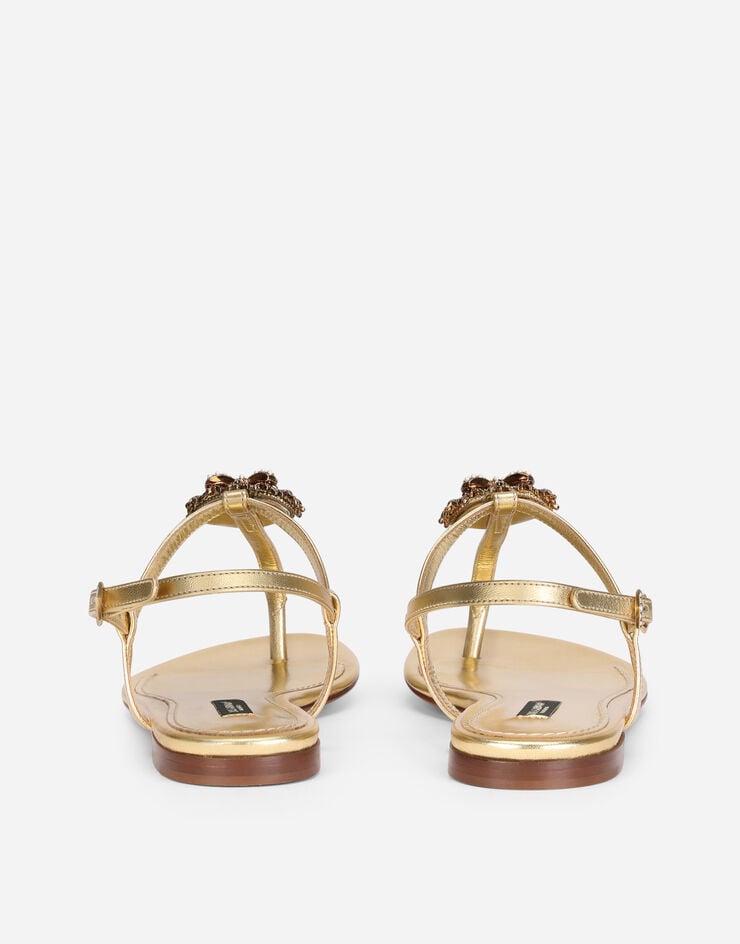 Dolce & Gabbana DEVOTION 纳帕皮革夹趾凉鞋 金 CQ0353A1016