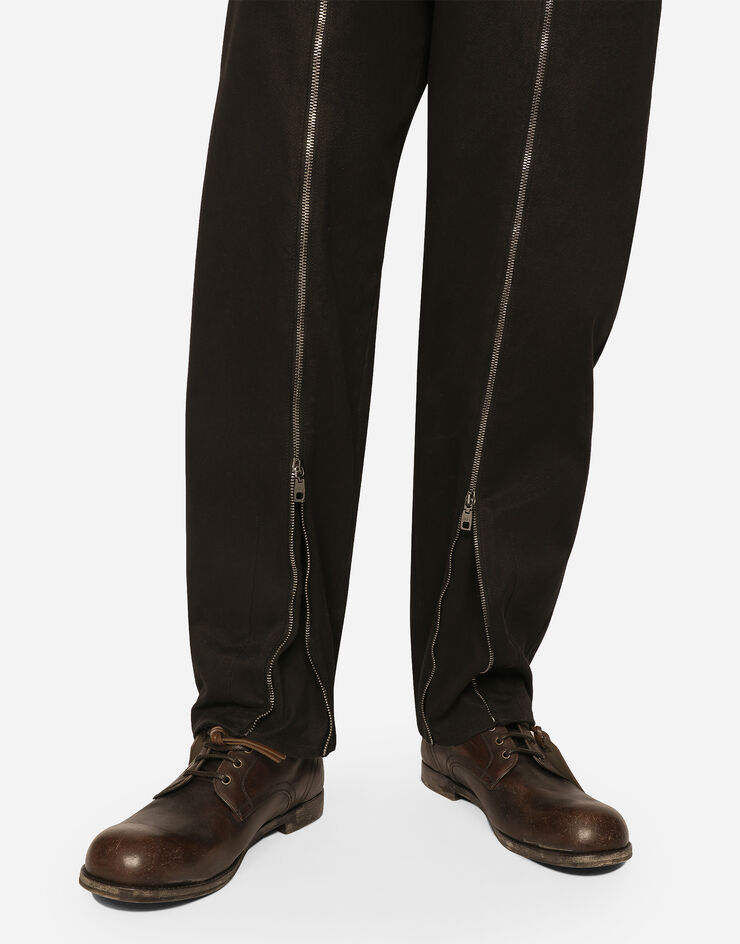Dolce&Gabbana Washed stretch gabardine pants with zipper Black GV6QATFUFMV