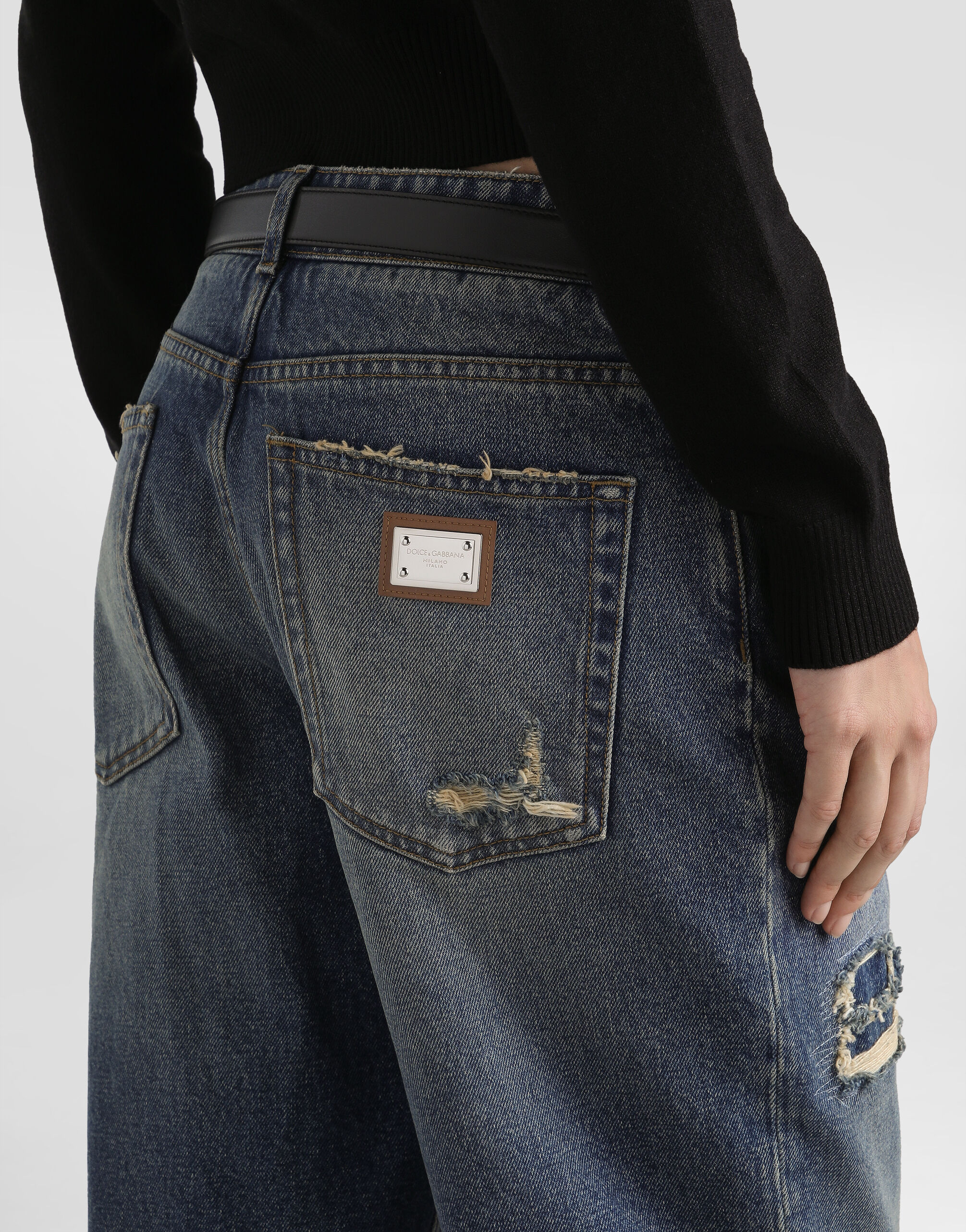 5-pocket denim trousers in Multicolor for Women | Dolce&Gabbana® US