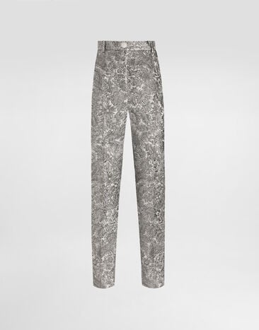Dolce & Gabbana Floral jacquard trousers Silver FTAM2ZFJZAL