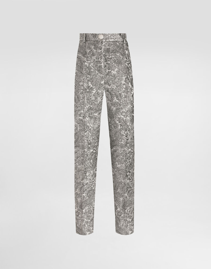 Floral jacquard trousers