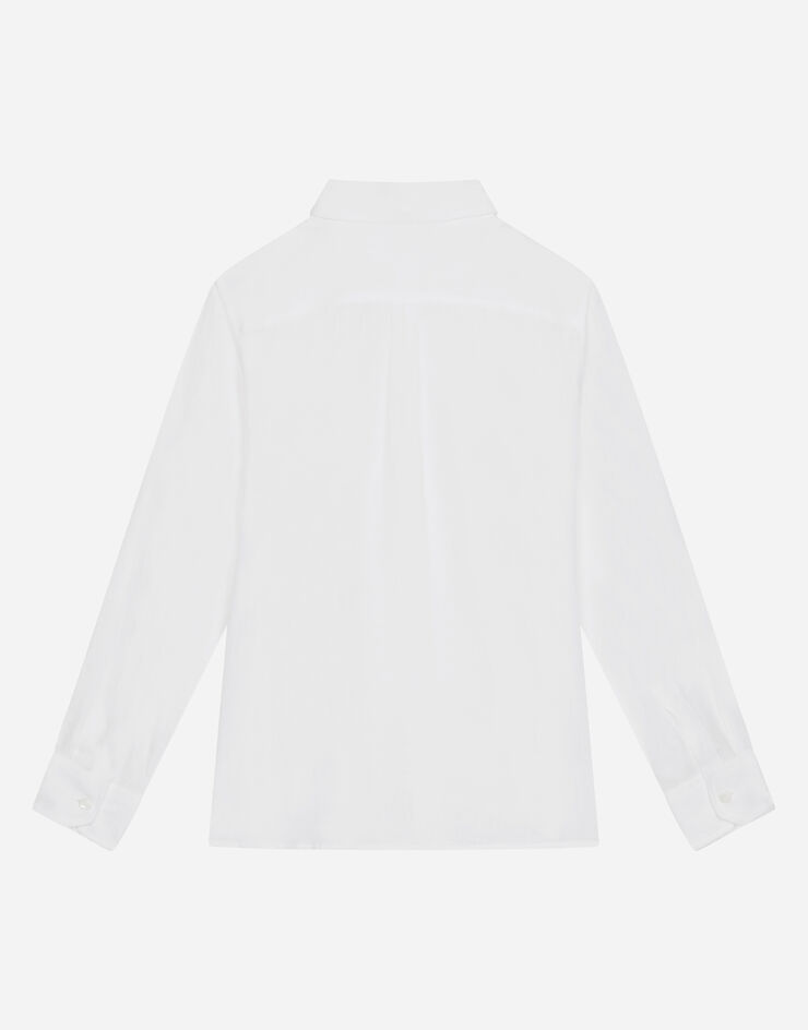 Dolce & Gabbana Hemd aus Leinen mit DG-Stickerei WEISS L42S70G7YEA