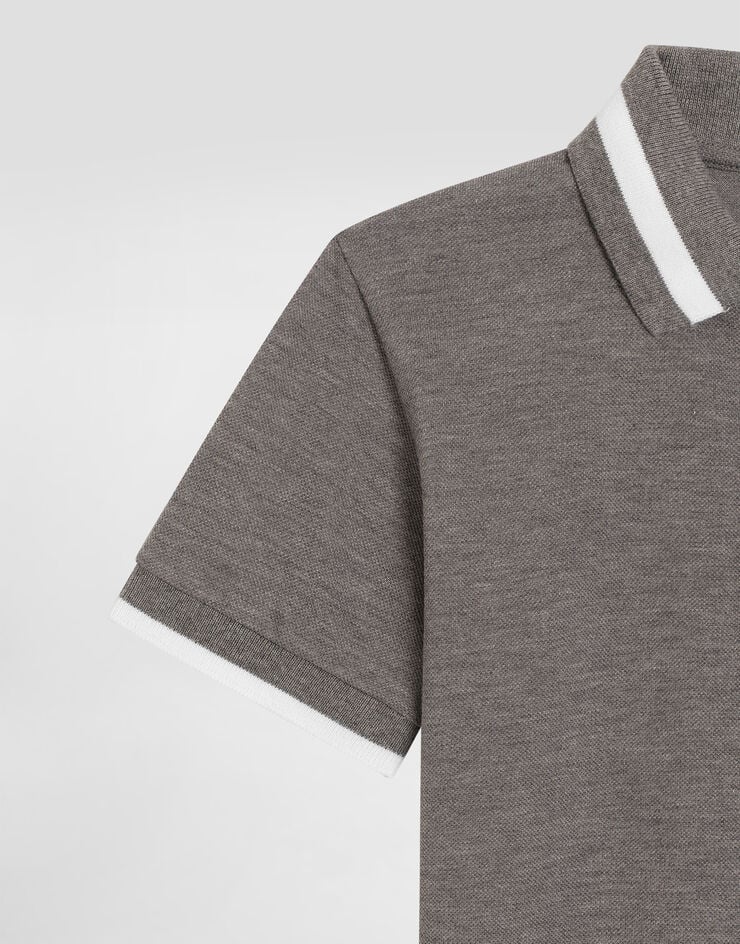 Dolce & Gabbana Piqué polo shirt with Dolce&Gabbana embroidery Grey L4JTGWG7PFM