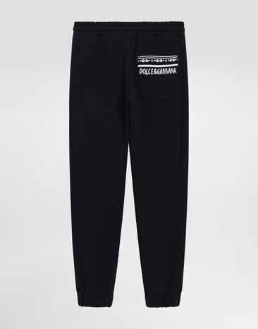Dolce & Gabbana Fleece jogging pants with DG logo Blue L4JPJXG7OLL