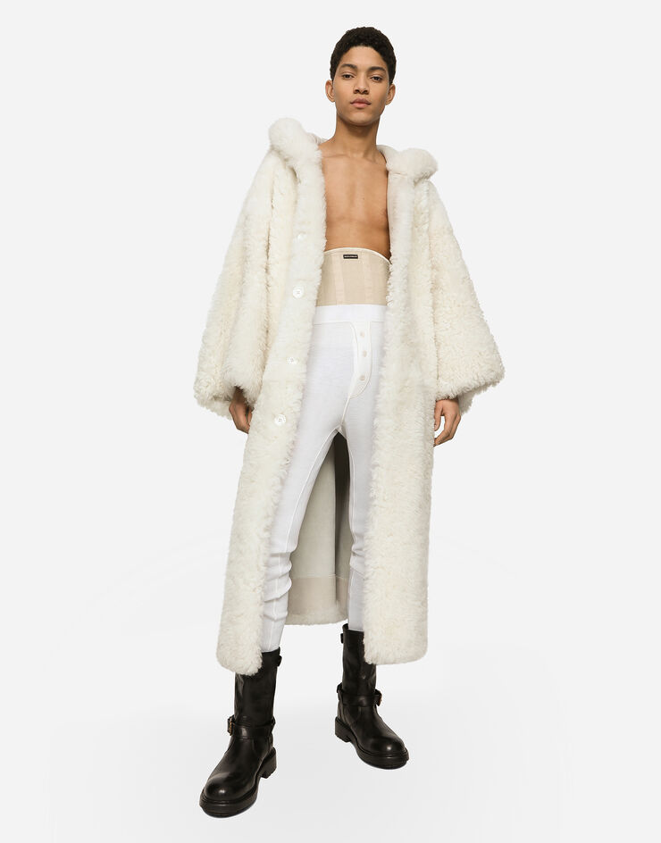 Dolce&Gabbana Shearling coat with hood White G041ILFUP7Z