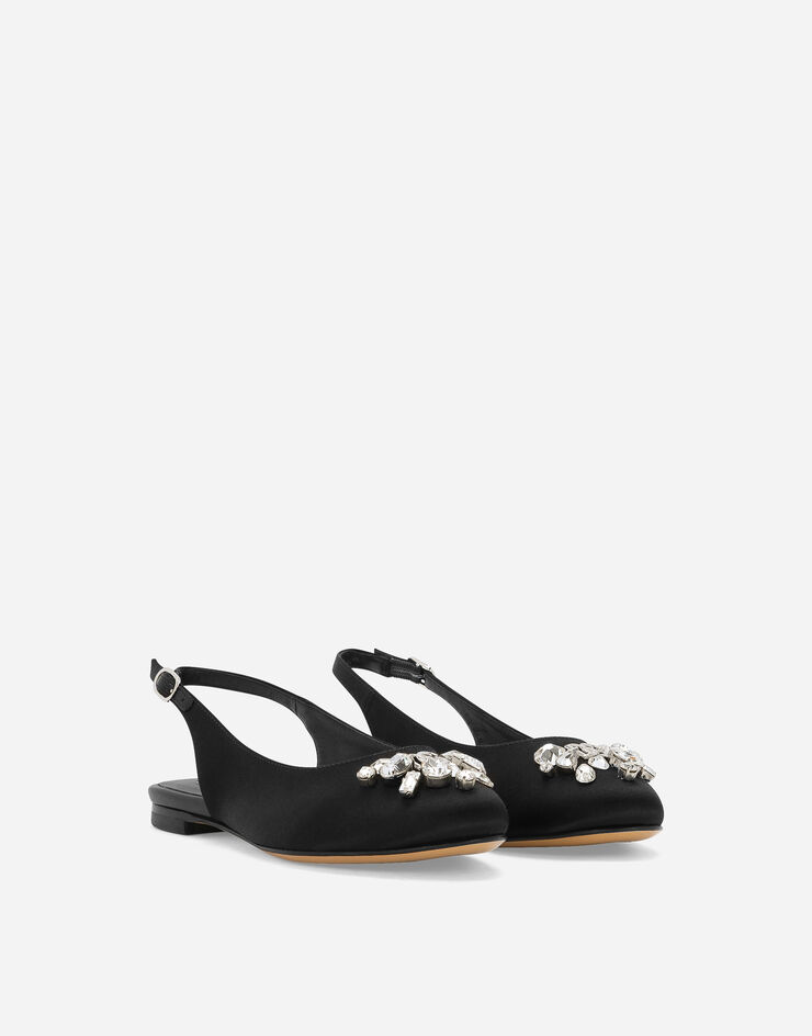 Dolce&Gabbana حذاء ساتان بكعبية مفتوحة أسود D11232A4772